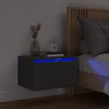   vidaXL fekete falra szerelhető éjjeliszekrény LED fényekkel