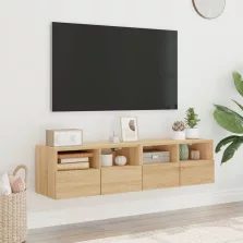   vidaXL 2 db sonoma tölgy színű szerelt fa fali TV-szekrény 60x30x30 cm