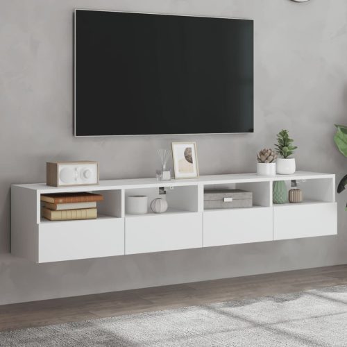 vidaXL 2 db fehér szerelt fa fali TV-szekrény 80 x 30 x 30 cm