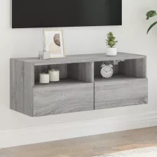   vidaXL szürke sonoma színű szerelt fa fali TV-szekrény 80 x 30 x 30 cm