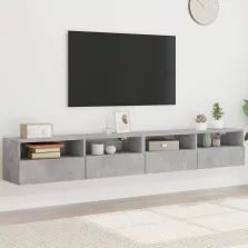   vidaXL 2 db betonszürke szerelt fa fali TV-szekrény 100x30x30 cm