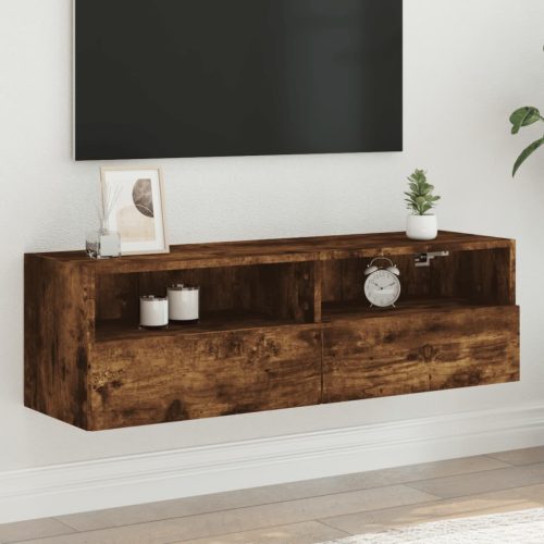 vidaXL füstös tölgyszínű szerelt fa fali TV-szekrény 100 x 30 x 30 cm