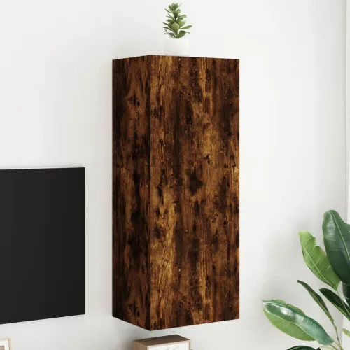 vidaXL füstös tölgy színű szerelt fa fali TV-szekrény 40,5x30x102 cm