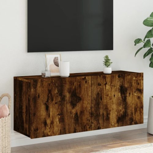 vidaXL füstös tölgyszínű falra szerelhető TV-szekrény 100 x 30 x 41 cm