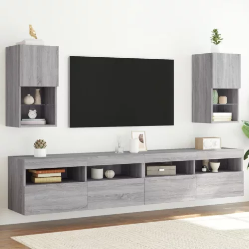 vidaXL 2 db szürke sonoma TV-szekrény LED lámpákkal 30,5x30x60 cm