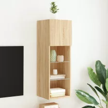   vidaXL sonoma tölgy színű TV-szekrény LED-lámpákkal 30,5x30x90 cm