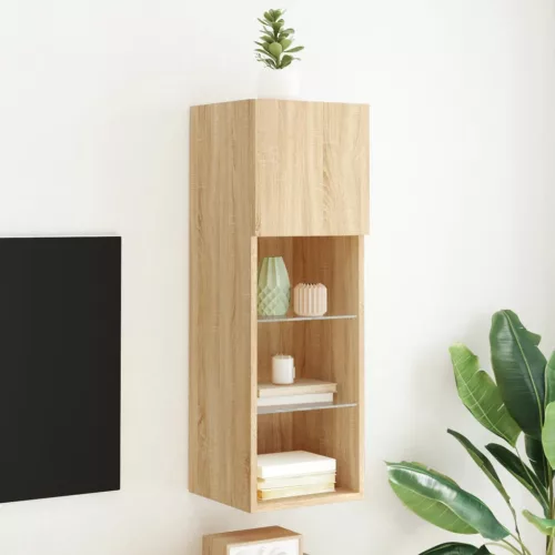 vidaXL sonoma tölgy színű TV-szekrény LED-lámpákkal 30,5x30x90 cm