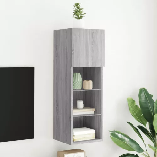 vidaXL szürke sonoma színű TV-szekrény LED-lámpákkal 30,5x30x90 cm