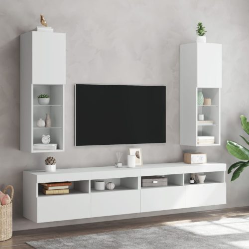 vidaXL 2 db fehér TV-szekrény LED-világítással 30,5 x 30 x 102 cm