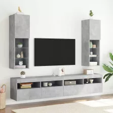   vidaXL 2 db betonszürke TV-szekrény LED-ekkel 30,5 x 30 x 102 cm