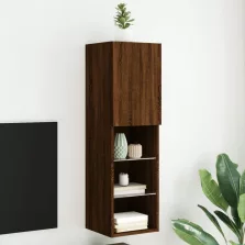   vidaXL barna tölgyszínű TV-szekrény LED-lámpákkal 30,5 x 30 x 102 cm