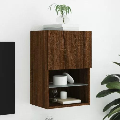vidaXL barna tölgyszínű TV-szekrény LED-lámpákkal 40,5x30x60 cm