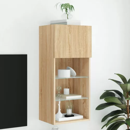 vidaXL sonoma tölgy színű TV-szekrény LED-lámpákkal 40,5x30x90 cm