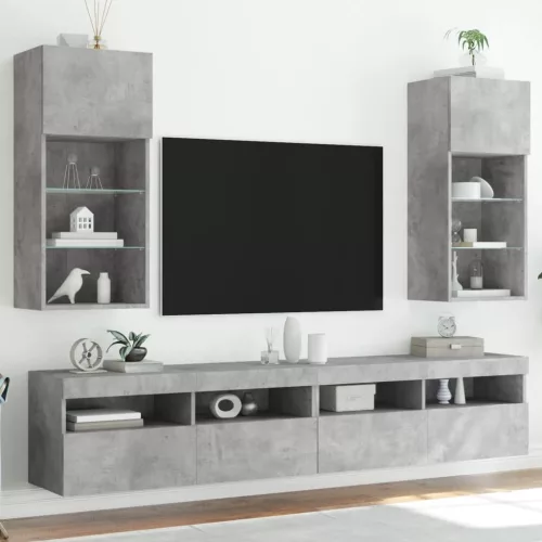 vidaXL 2 db betonszürke TV-szekrény LED-világítással 40,5 x 30 x 90 cm