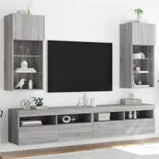   vidaXL 2 db szürke sonoma színű TV-szekrény LED-ekkel 40,5x30x90 cm