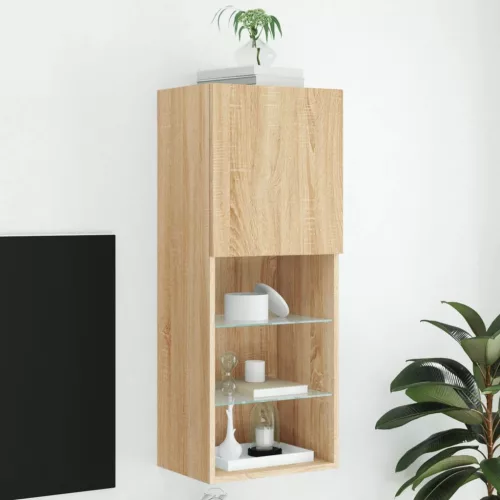 vidaXL sonoma tölgy színű TV-szekrény LED lámpákkal 40,5 x 30 x 102 cm