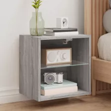   vidaXL szürke sonoma falra szerelhető éjjeliszekrény LED lámpákkal