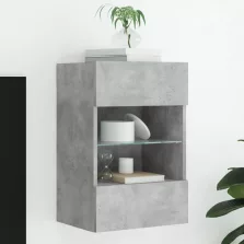   vidaXL betonszürke falra szerelhető TV-szekrény LED-del 40x30x60,5 cm