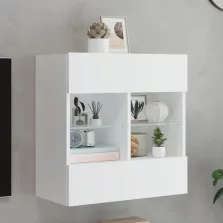   vidaXL fehér falra szerelhető TV-szekrény LED-lámpákkal 58,5x30x60,5cm