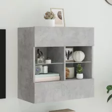   vidaXL betonszürke falra szerelhető TV-szekrény LED-del 58,5x30x60,5cm