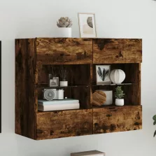   vidaXL füstös tölgy színű fali TV-szekrény LED-ekkel 78,5x30x60,5 cm