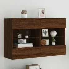   vidaXL barna tölgyszínű fali TV-szekrény LED-del 98,5x30x60,5 cm