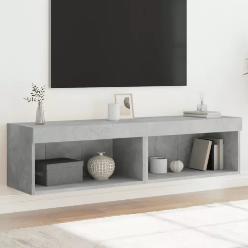 vidaXL 2 db betonszürke TV-szekrény LED-világítással 60 x 30 x 30 cm