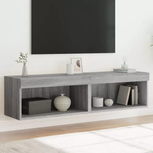 vidaXL 2 db szürke sonoma színű TV-szekrény LED-ekkel 60x30x30 cm