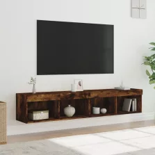   vidaXL 2 db füstös tölgy színű TV-szekrény LED-ekkel 80 x 30 x 30 cm