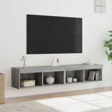   vidaXL 2 db szürke sonoma színű TV-szekrény LED-ekkel 80x30x30 cm