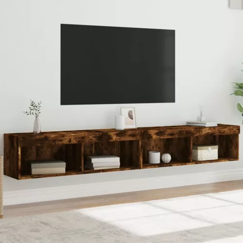 vidaXL 2 db füstös tölgy színű TV-szekrény LED-ekkel 100 x 30 x 30 cm