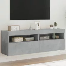   vidaXL 2 db betonszürke fali TV-szekrény LED-del 60x30x40 cm