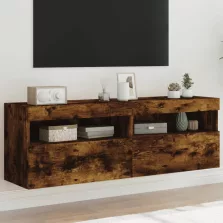   vidaXL 2 db füstös tölgy fali TV-szekrény LED-ekkel 60x30x40 cm