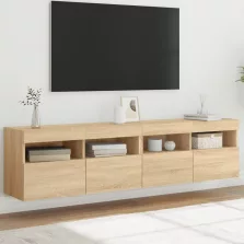   vidaXL 2 db sonoma tölgy színű fali TV-szekrény LED-del 80x30x40 cm