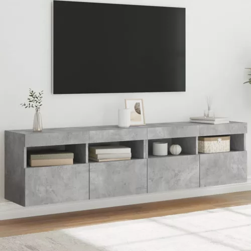 vidaXL 2 db betonszürke fali TV-szekrény LED-del 80x30x40 cm