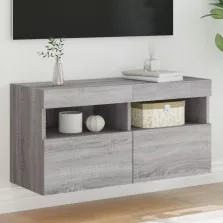   vidaXL szürke sonoma színű fali TV-szekrény LED-del 80 x 30 x 40 cm