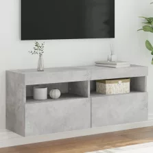   vidaXL betonszürke falra szerelhető TV-szekrény LED-del 100x30x40 cm