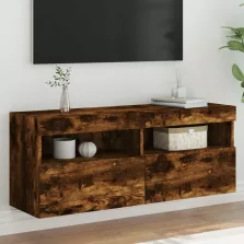   vidaXL füstös tölgy színű fali TV-szekrény LED-ekkel 100x30x40 cm