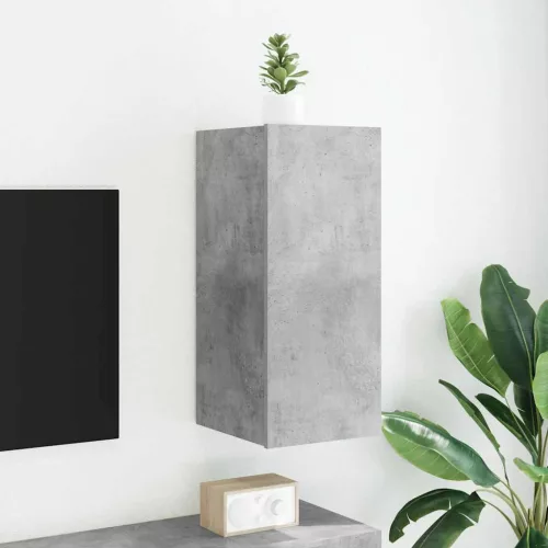 vidaXL betonszürke falra szerelhető TV-szekrény LED-del 30,5x35x70 cm