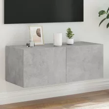   vidaXL betonszürke falra szerelhető TV-szekrény LED-del 80x35x31 cm