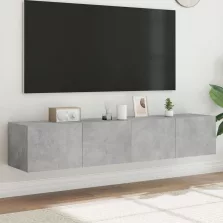   vidaXL 2 db betonszürke fali TV-szekrény LED-del 80x35x31 cm