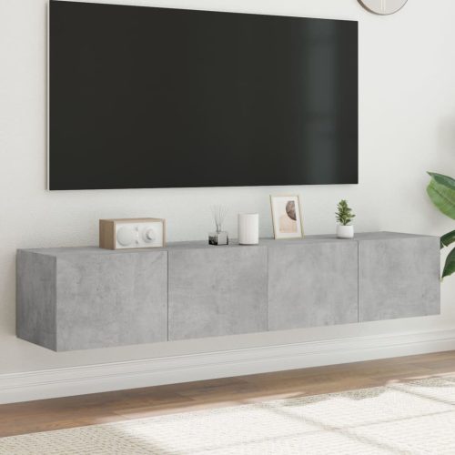 vidaXL 2 db betonszürke fali TV-szekrény LED-del 80x35x31 cm