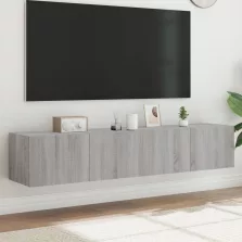   vidaXL 2 db szürke sonoma fali TV-szekrény LED-ekkel 80x35x31 cm