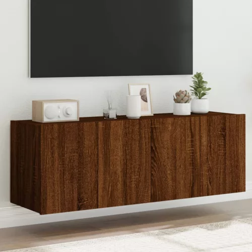 vidaXL 2 db barna tölgyszínű fali TV-szekrény LED-del 60x35x41 cm