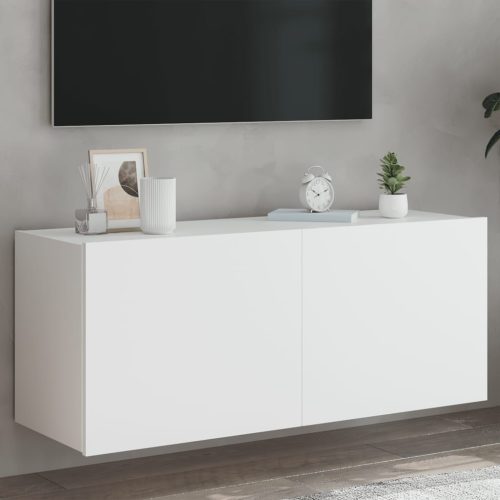 vidaXL fehér falra szerelhető TV-szekrény LED-lámpákkal 100x35x41 cm