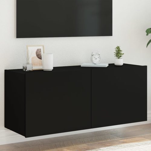 vidaXL fekete fali TV-szekrény LED-világítással 100x35x41 cm