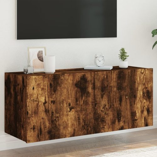 vidaXL füstös tölgy színű fali TV-szekrény LED-ekkel 100 x 35 x 41 cm