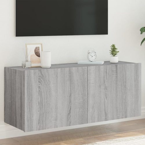 vidaXL szürke sonoma színű fali TV-szekrény LED-ekkel 100 x 35 x 41 cm