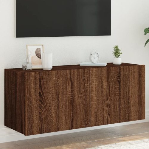 vidaXL barna tölgy színű fali TV-szekrény LED-ekkel 100 x 35 x 41 cm