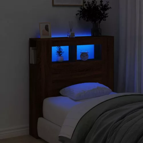 vidaXL barna tölgyszínű szerelt fa LED-es fejtámla 100x18,5x103,5 cm